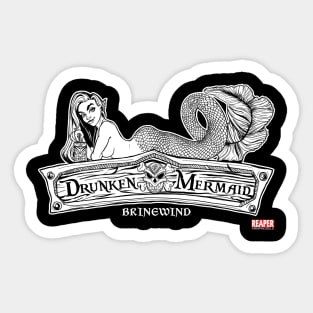 ReaperCon 2020 Drunken Mermaid Horizontal B&W Sticker